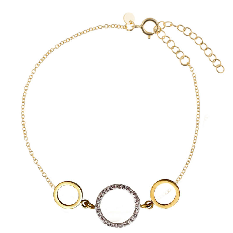 Βραχιόλι Stainless Steel Κύκλοι Strass Χρυσό