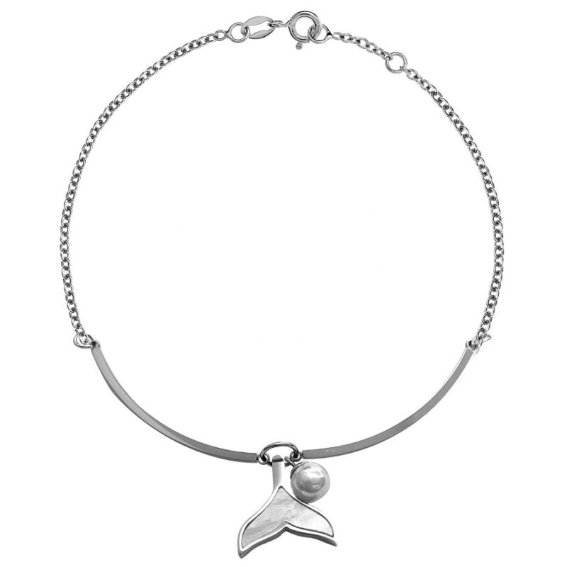 Βραχιόλι Stainless Steel Ουρά Γοργόνας Πέρλα  Ασημί