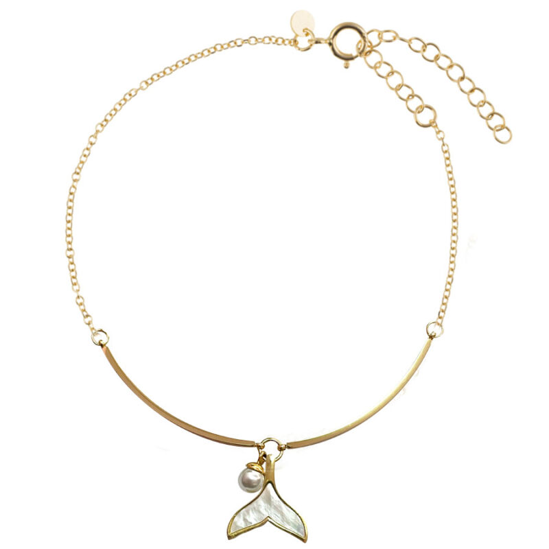 Βραχιόλι Stainless Steel Ουρά Γοργόνας Πέρλα Χρυσό
