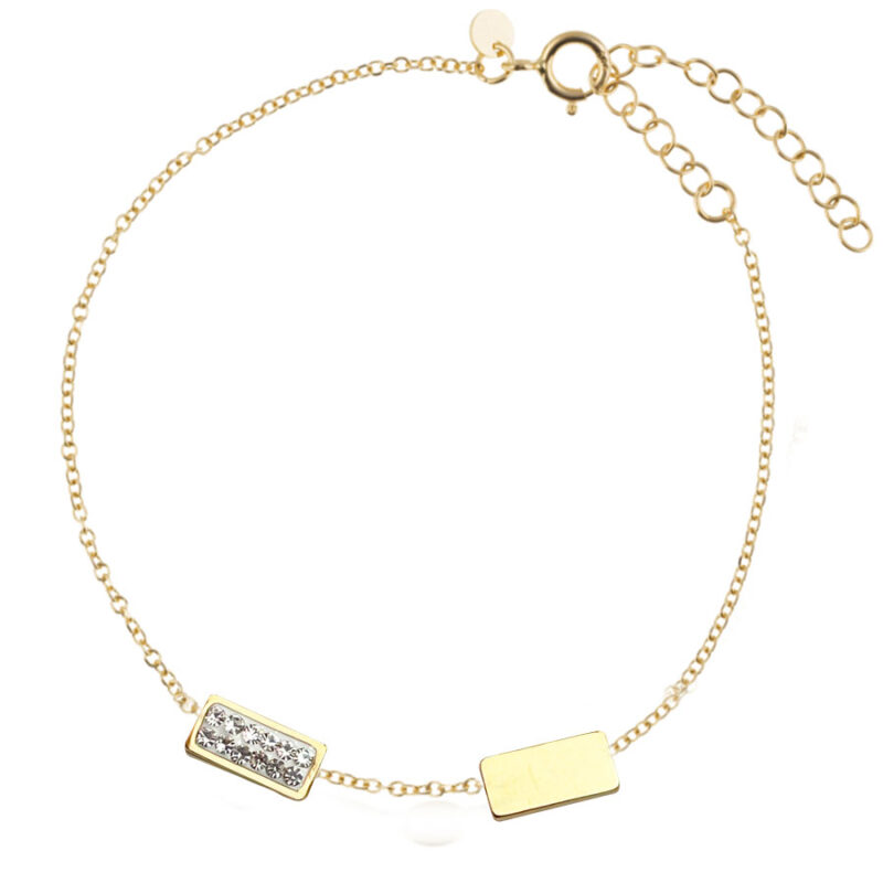 Βραχιόλι Stainless Steel Ορθογώνια με Στρας