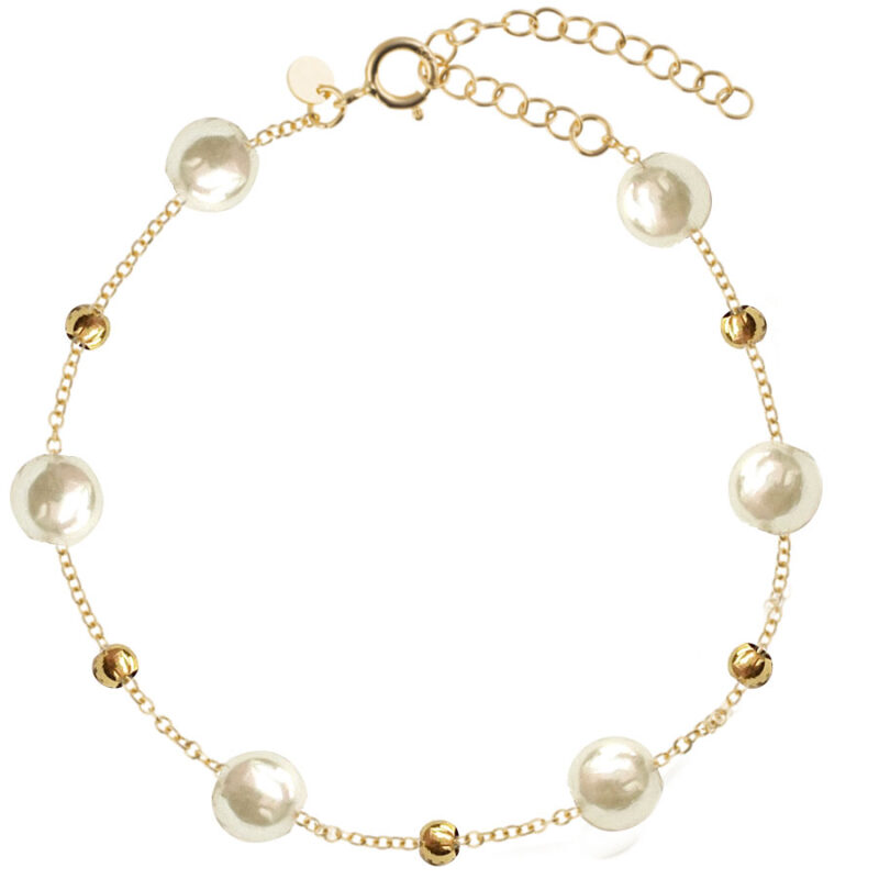 Βραχιόλι Stainless Steel Χρυσό με Πέρλα