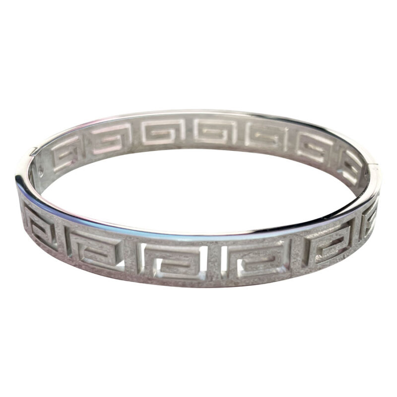 Βραχιόλι Stainless Steel Μέανδρος Φαρδύ Ασημί