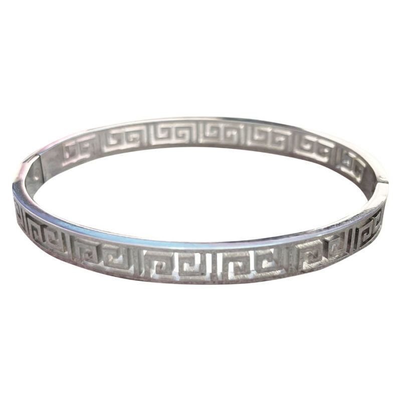 Βραχιόλι Stainless Steel Χρυσό-Ασημί Μέανδρος Στενό Ασημί