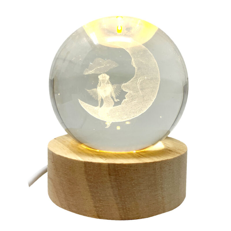 Μπάλα Γυάλινη Μικρή Φωτιστικό Νεράιδα στο Φεγγάρι