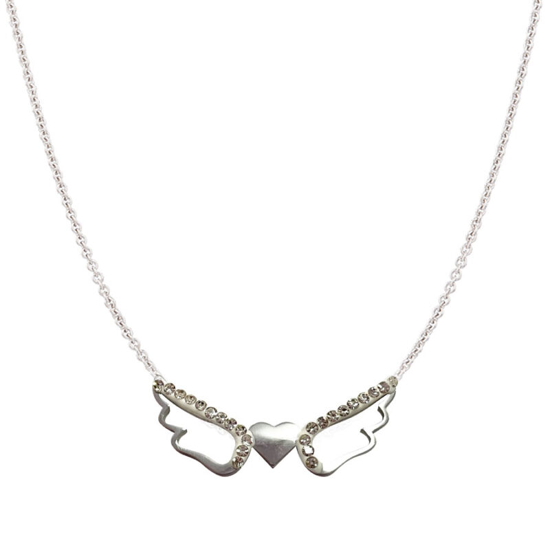 Κολιέ Φτερά Αγγέλου Καρδιά Ασημί