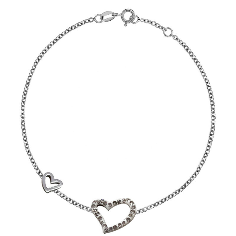 Βραχιόλι Stainless Steel Διπλές Καρδιές Ασημί