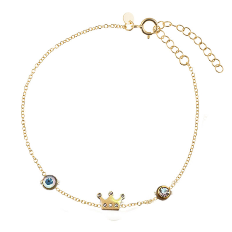 Βραχιόλι Stainless Steel Κορώνα Μάτι Strass