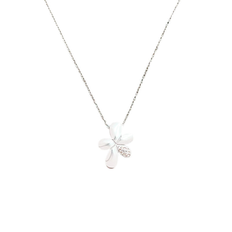 Κολιέ Stainless Steel Μαργαρίτα Strass Ασημί