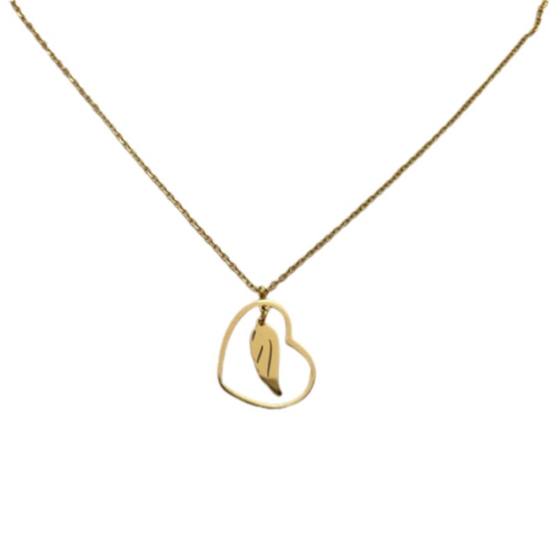 Κολιέ Stainless Steel Καρδιά με Φτερό