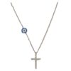 Κολιέ Stainless Steel Σταυρός Μάτι Strass Ασημί