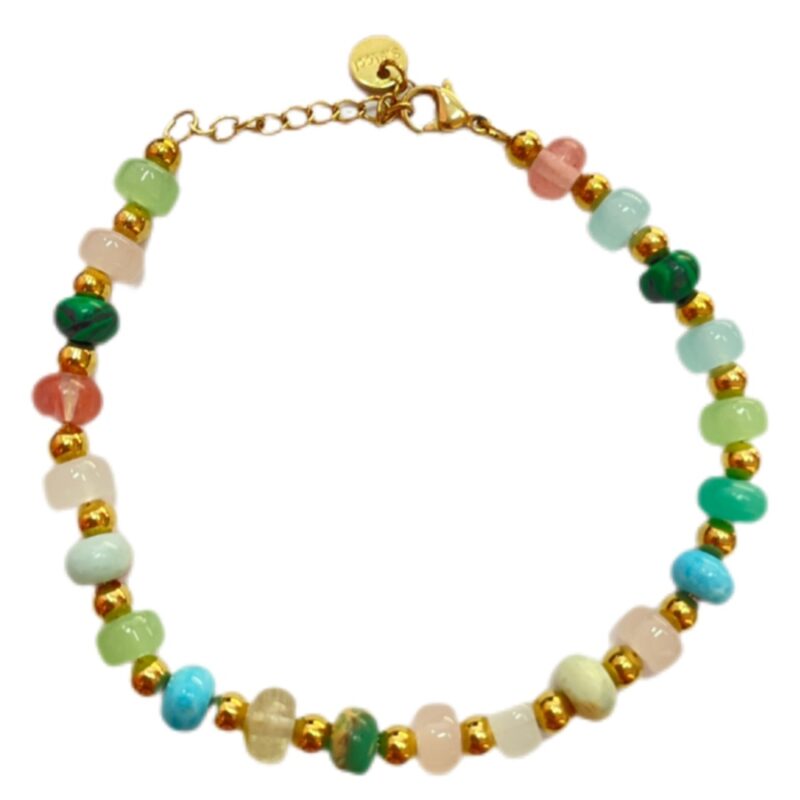 Βραχιόλι Stainless Steel Πέτρες Στρογγυλές Χρωματιστό