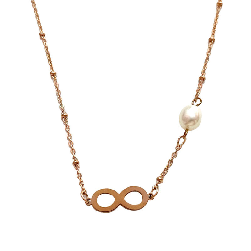 Κολιέ Stainless Steel Άπειρο με Πέρλα