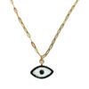 Κολιέ Stainless Steel Μάτι Οβάλ Μαύρα Strass