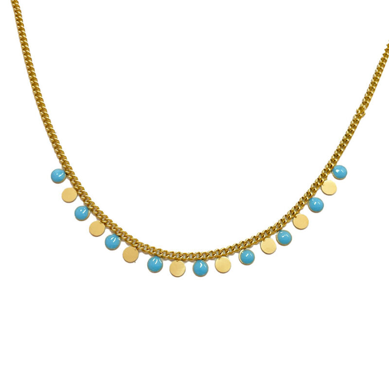 Κολιέ Stainless Steel Colourful Dots Μπλε