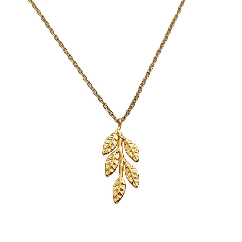Κολιέ Stainless Steel Χρυσό Φύλλο