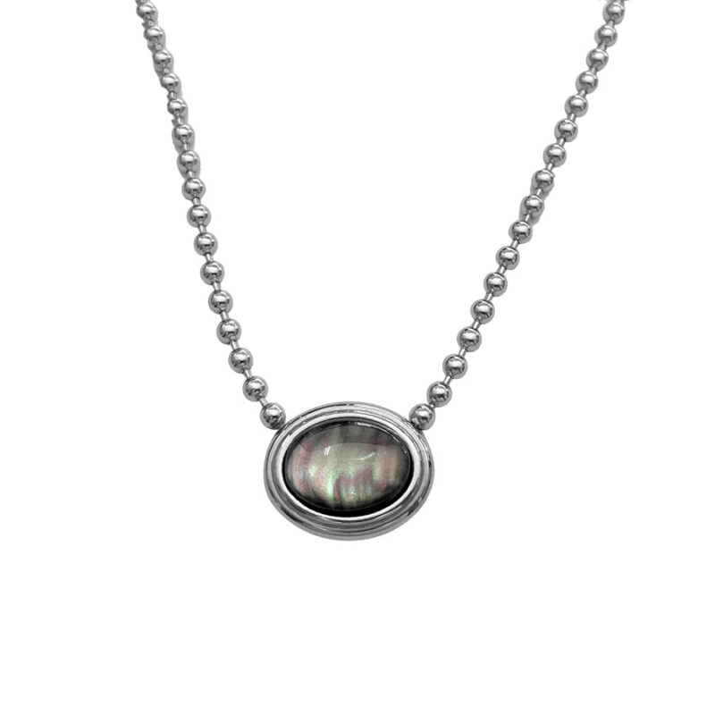 Κολιέ Stainless Steel Vintage Οβάλ Οριζόντιο Μαύρο