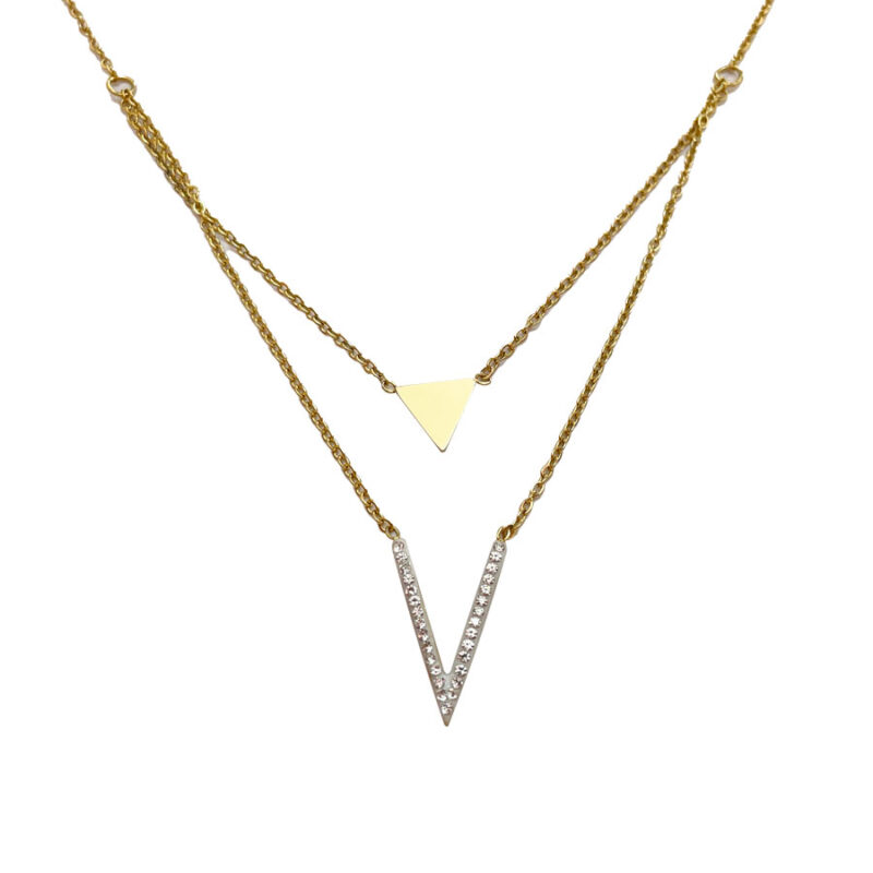 Κολιέ Stainless Steel Διπλό V και Τρίγωνο