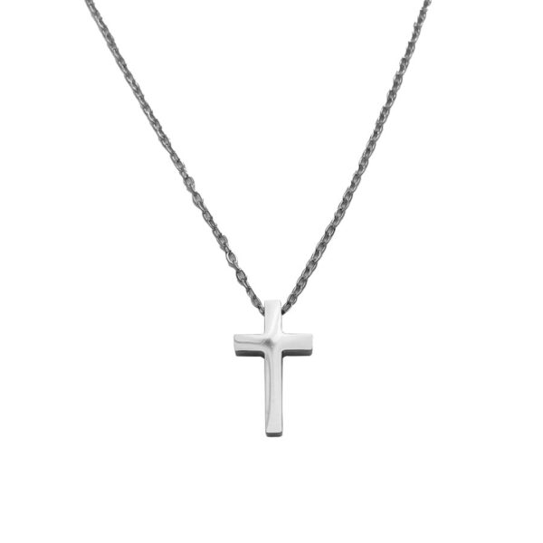 Κολιέ Stainless Steel Απλός Σταυρός Χοντρός Ασημί
