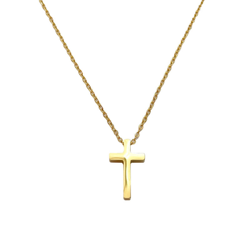 Κολιέ Stainless Steel Απλός Σταυρός Χοντρός Χρυσό