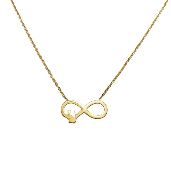 Κολιέ Stainless Steel Άπειρο Γάτα Χρυσό