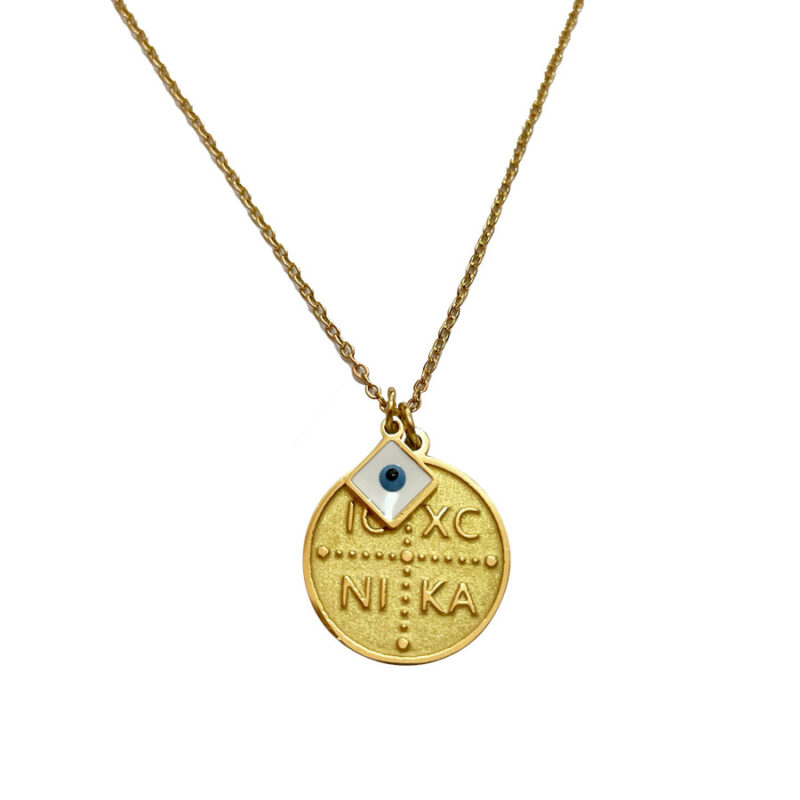 Κολιέ Stainless Steel IC XC NI KA με Ματάκι Χρυσό