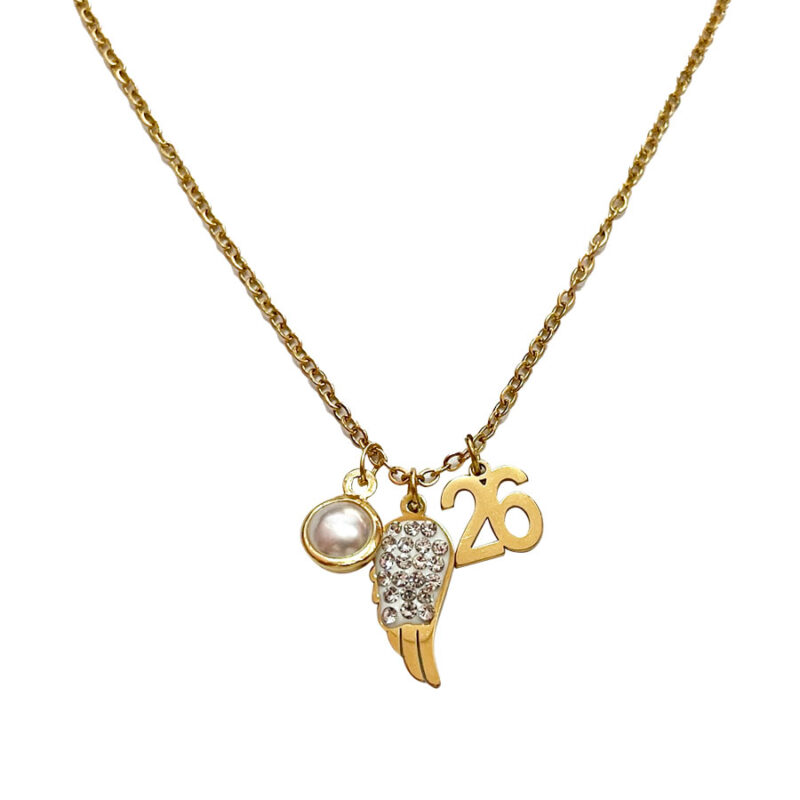 Κολιέ Stainless Steel Πέρλα-Φτερό-Χρονιά