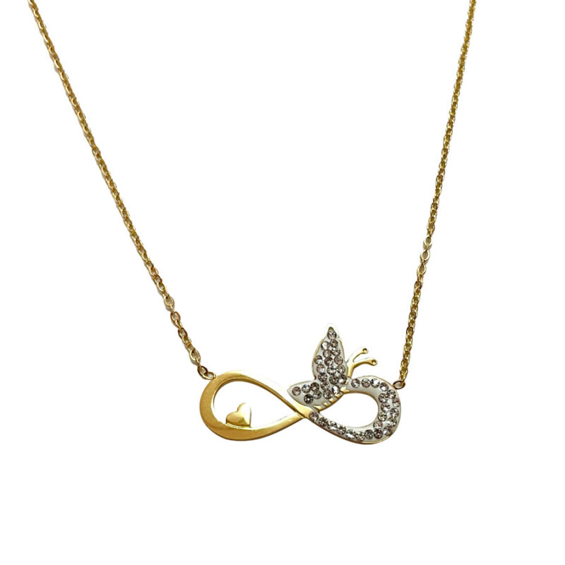 Κολιέ Stainless Steel Άπειρο με Πεταλούδα
