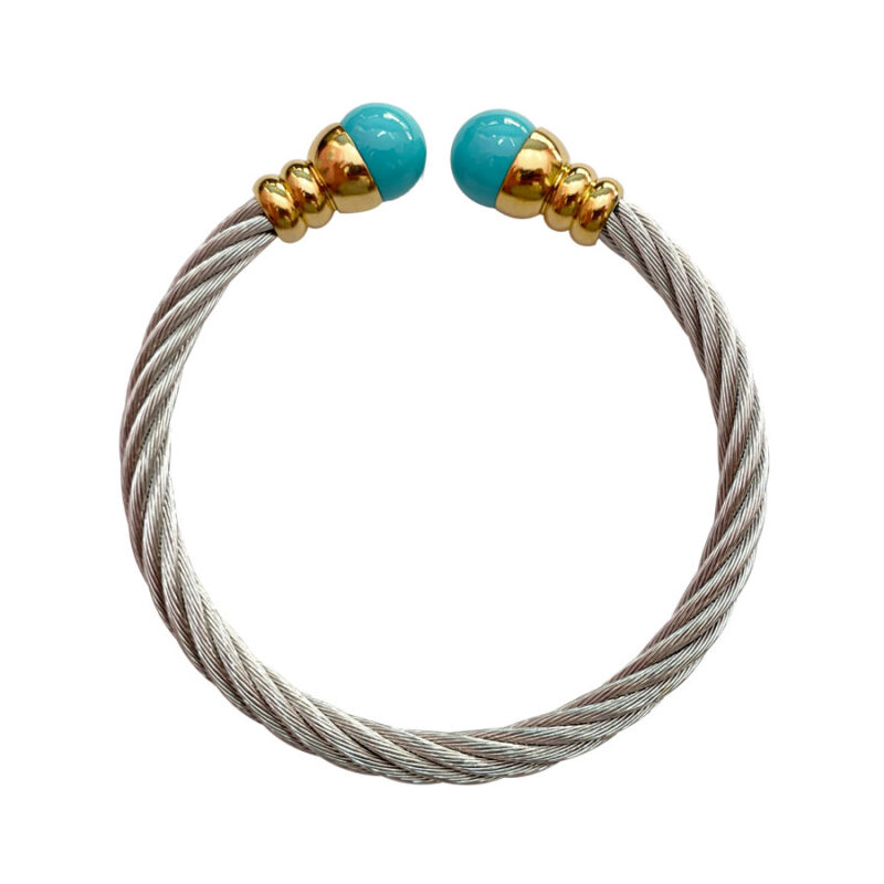 Χειροπέδα Stainless Steel Πλεκτή Μπλε Πέτρα