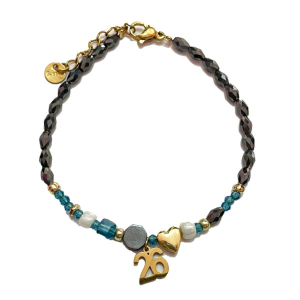 SUN-0000426-(12) Βραχιόλι Stainless Steel Πέτρες με Χρονιά 1