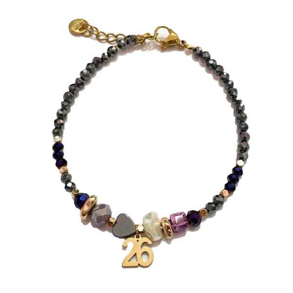 SUN-0000426-(6) Βραχιόλι Stainless Steel Πέτρες με Χρονιά 7