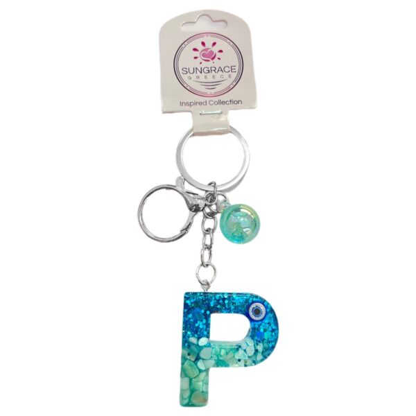 Μπρελόκ Plexiglass Blue Light Eyes Letters P