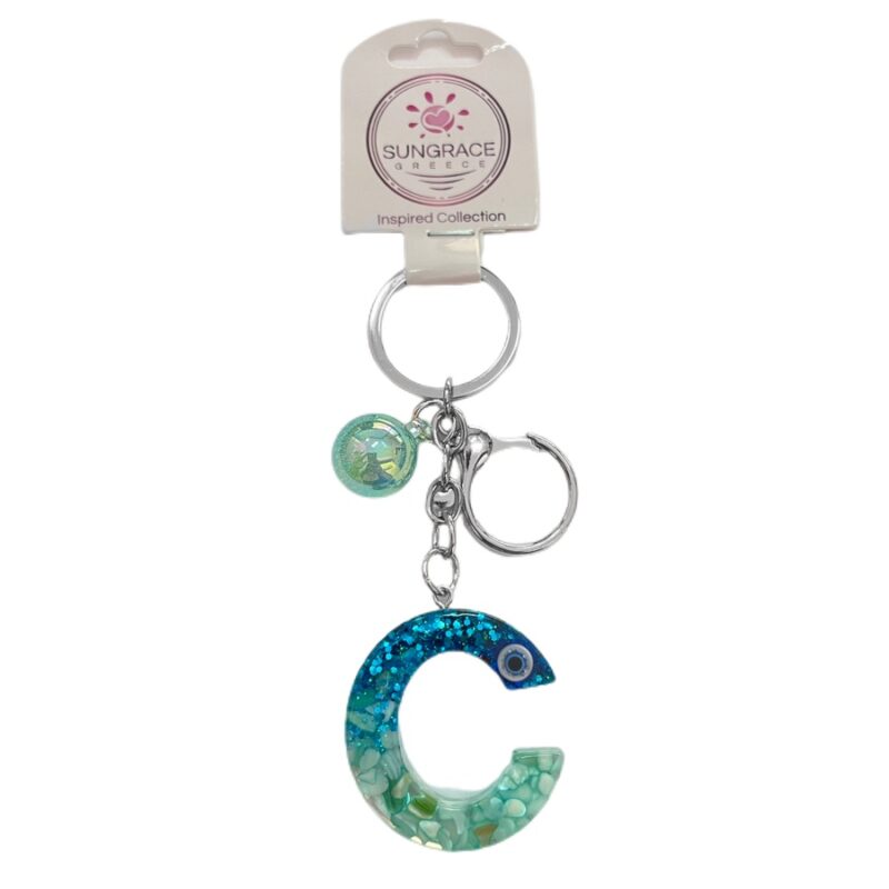 Μπρελόκ Plexiglass Blue Light Eyes Letters C