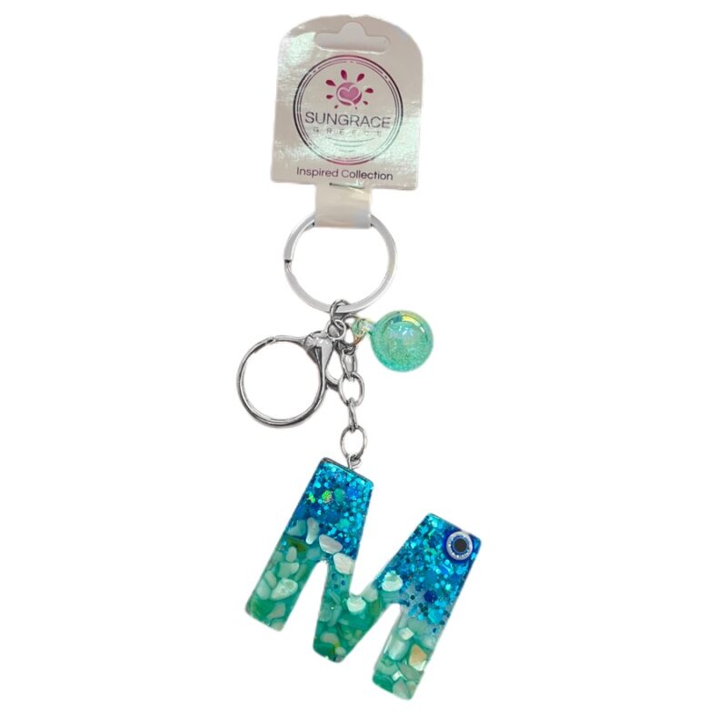 Μπρελόκ Plexiglass Blue Light Eyes Letters M