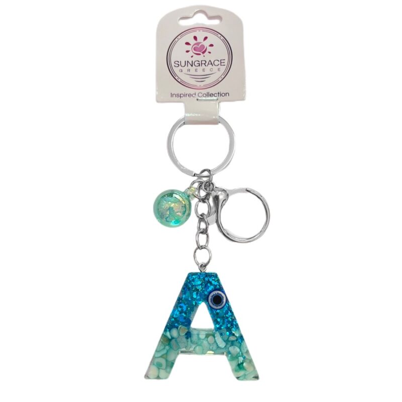 Μπρελόκ Plexiglass Blue Light Eyes Letters Α