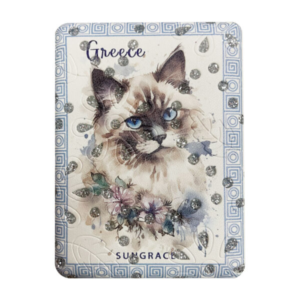 Καθρεφτάκι Glitter Μεγάλο Ορθογώνιο Watercolour Flowers Cats 2