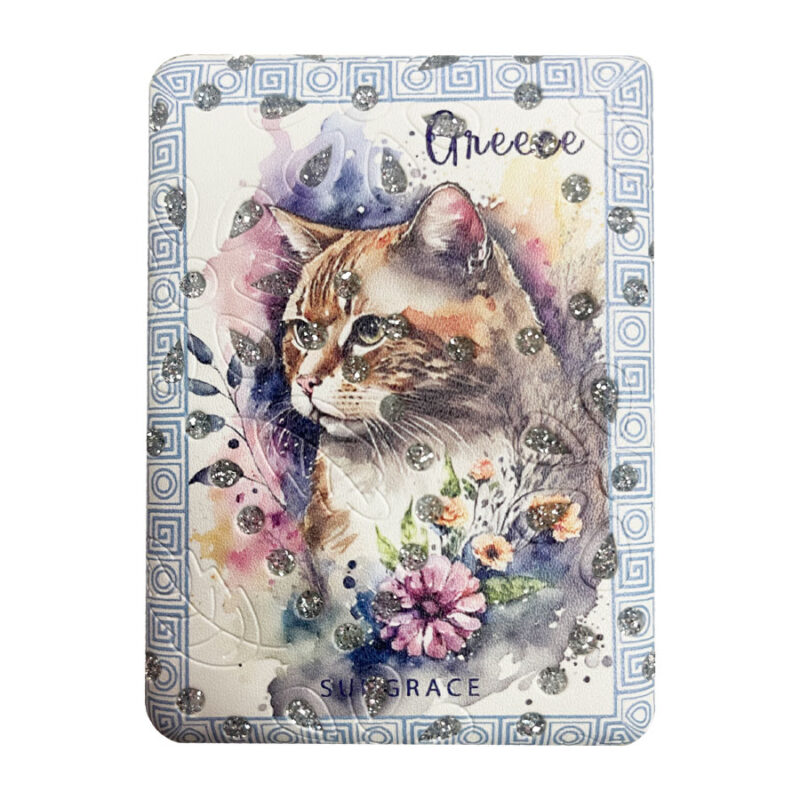 Καθρεφτάκι Glitter Μεγάλο Ορθογώνιο Watercolour Flowers Cats 3