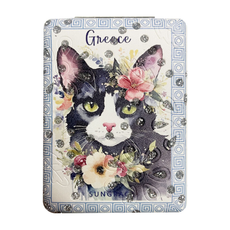 Καθρεφτάκι Glitter Μεγάλο Ορθογώνιο Watercolour Flowers Cats 4