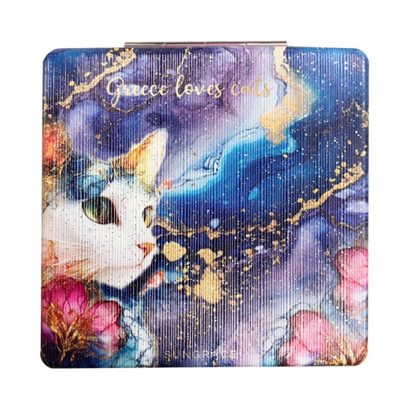 Καθρεφτάκι Glitter Μεγάλο Ορθογώνιο Marble Cats 1
