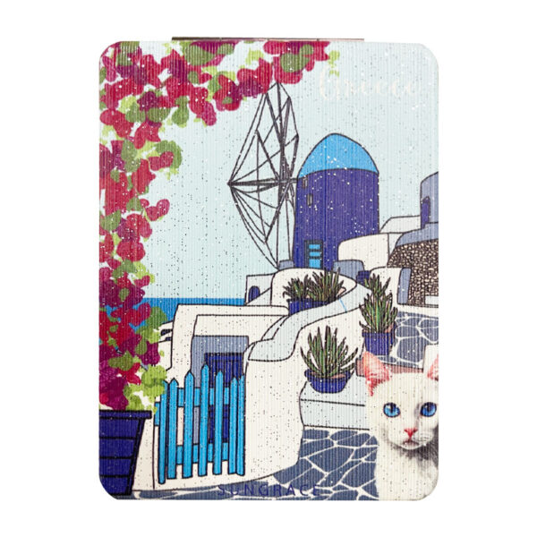 Καθρεφτάκι Glitter Μεγάλο Ορθογώνιο Sketchy Greek Houses 1