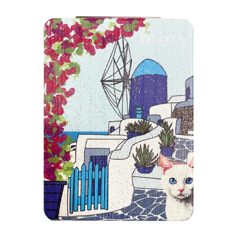 Καθρεφτάκι Glitter Μεγάλο Ορθογώνιο Sketchy Greek Houses 1