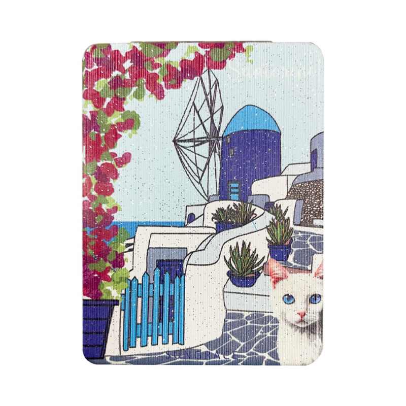 Καθρεφτάκι Glitter Μεγάλο Ορθογώνιο Sketchy Greek Houses 2