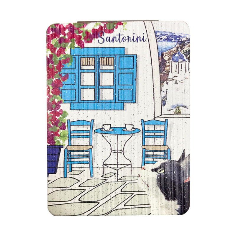 Καθρεφτάκι Glitter Μεγάλο Ορθογώνιο Sketchy Greek Houses 3