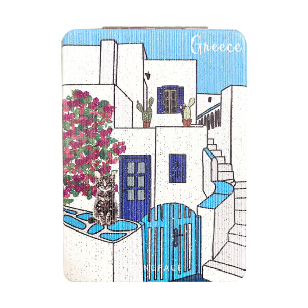 Καθρεφτάκι Glitter Μεγάλο Ορθογώνιο Sketchy Greek Houses 6