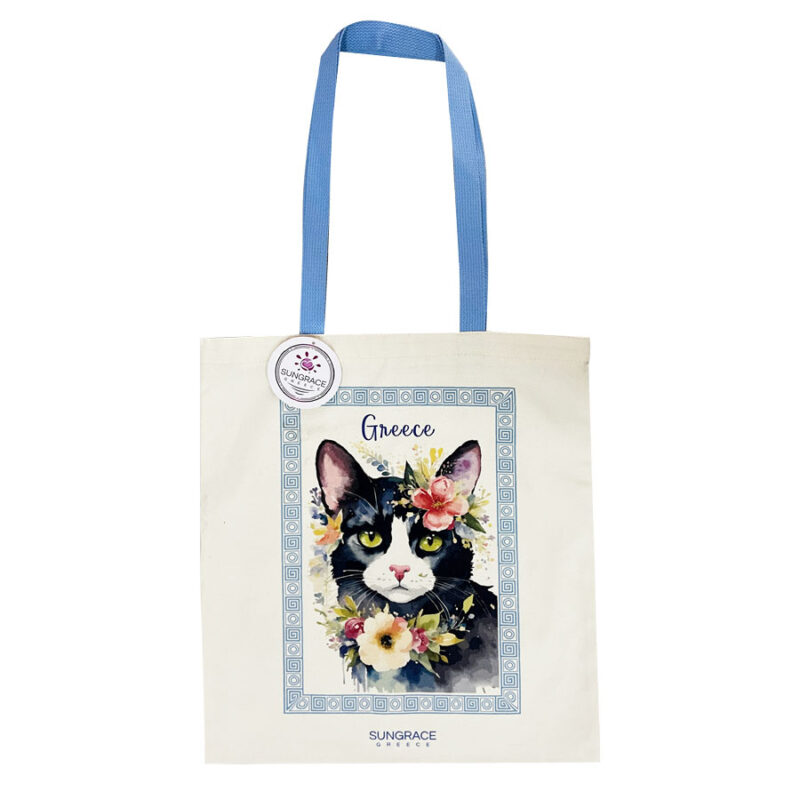 Τσάντα Καμβάς Flowers & Cats 1