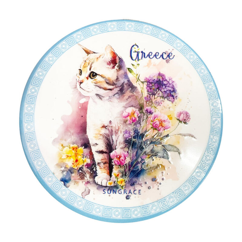 Σουβέρ Κεραμικό Watercolour Flowers Cats 2