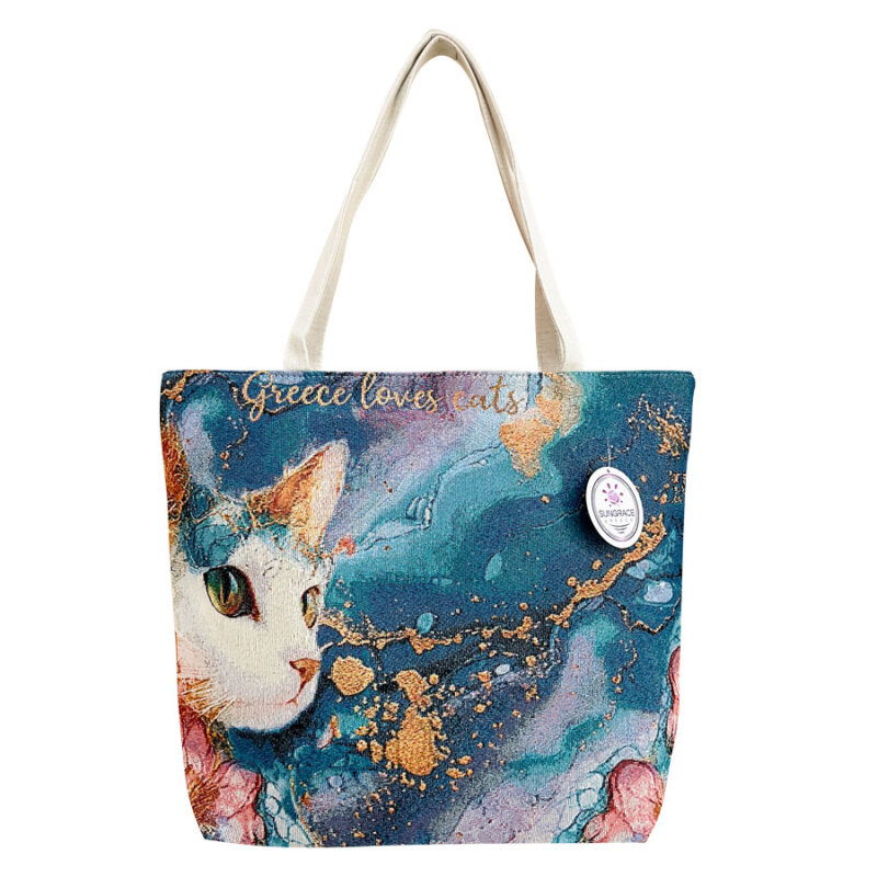 Τσάντα Ώμου Υφαντή Marble Cats 1