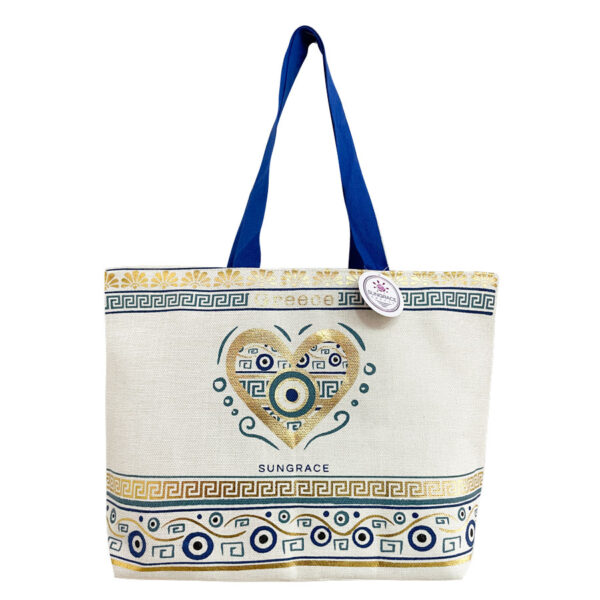 Τσάντα Παραλίας Sungrace Gold Beige Heart