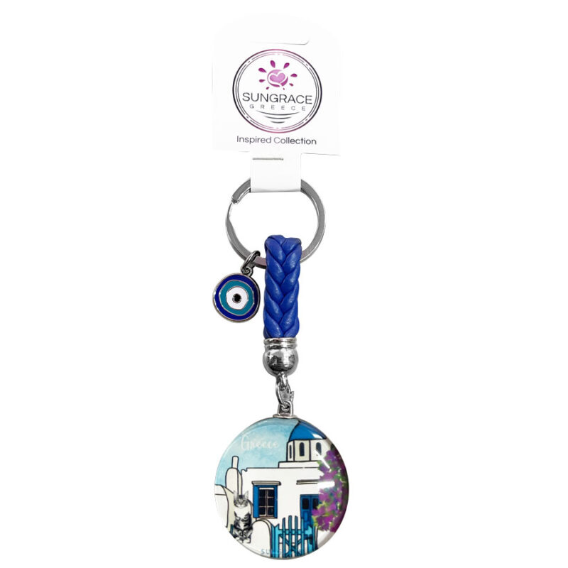 Μπρελόκ Γυάλινο Greek Houses 4