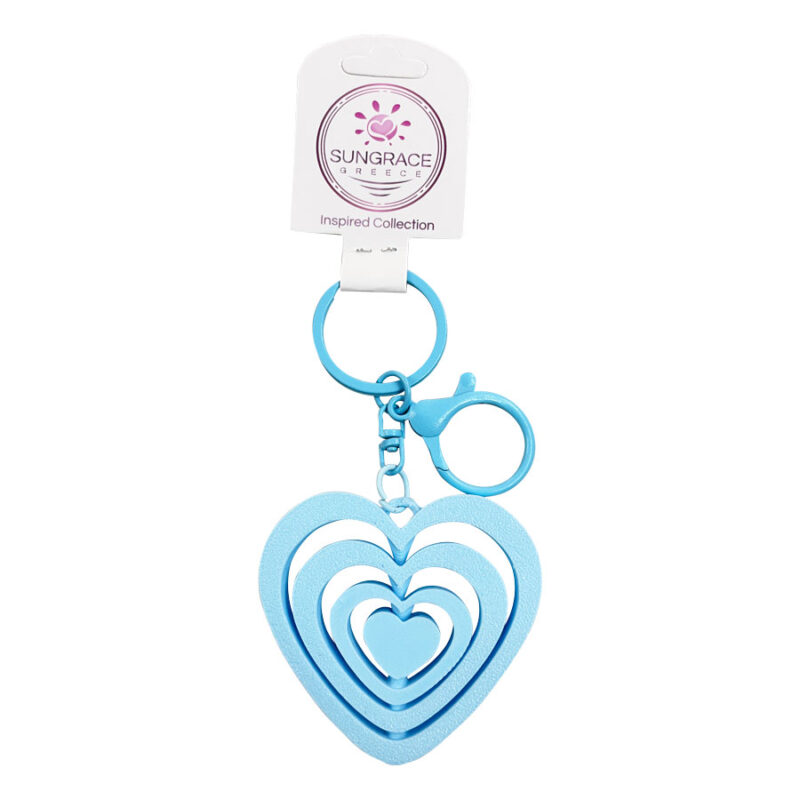 Μπρελόκ Πλαστικό 3D Spinner Heart Γαλάζιο