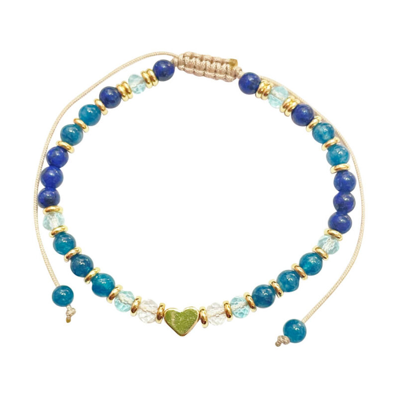 Βραχιόλι Μακραμέ Colourfull Heart Μπλε